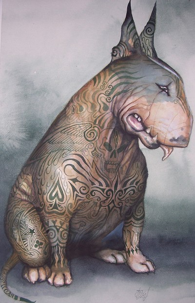 An unsettling mixture of feral energy and melancholic resignation.