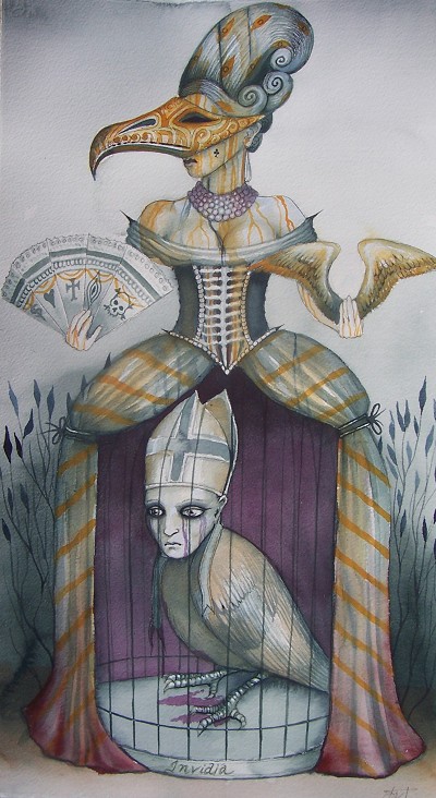 Disturbing and melancholic, with a hint of the macabre.