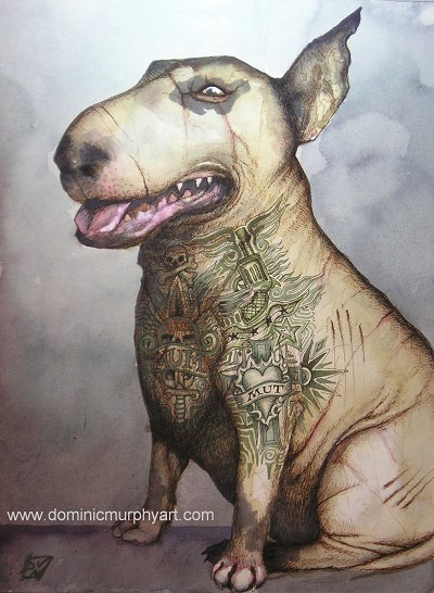 Aggressive and menacing canine figure