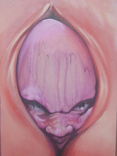 Unsettling gaze from an unnatural birth.