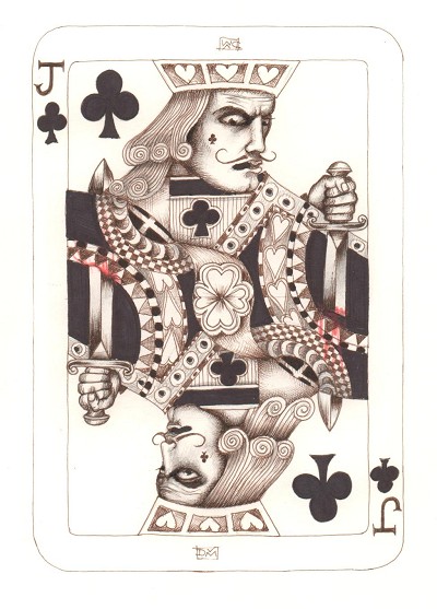 Foreboding regal figure with harried, intense expression