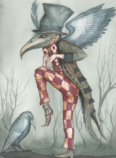 ominous, eerie, foreboding, unsettling, uncanny, darkly whimsical
