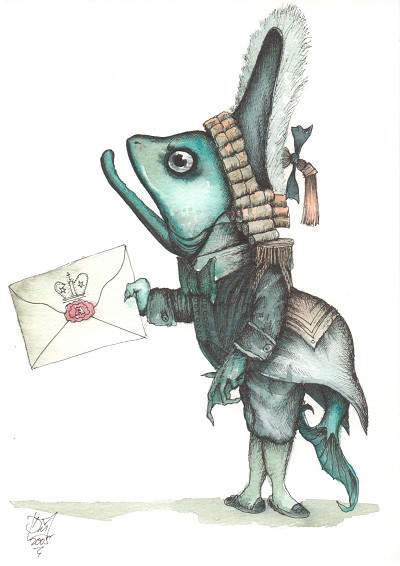 Quirky formality, whimsical messenger, and an air of gentle, fantastical importance.