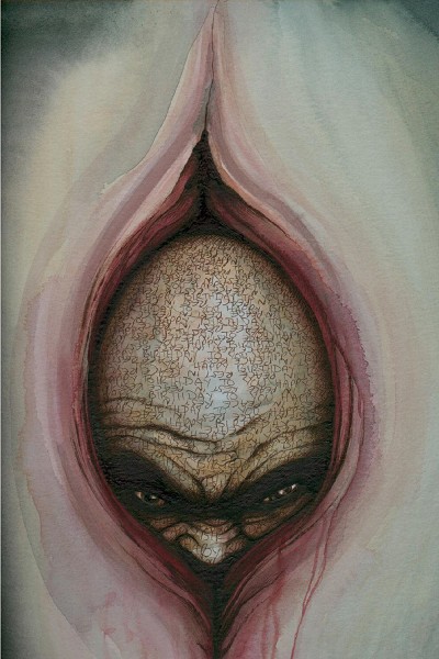 Unsettling confrontation, a sense of entrapment.