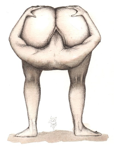Unsettling bodily contortion.