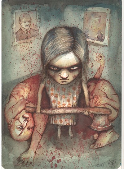 Disturbing and menacing, with a stark sense of dread.