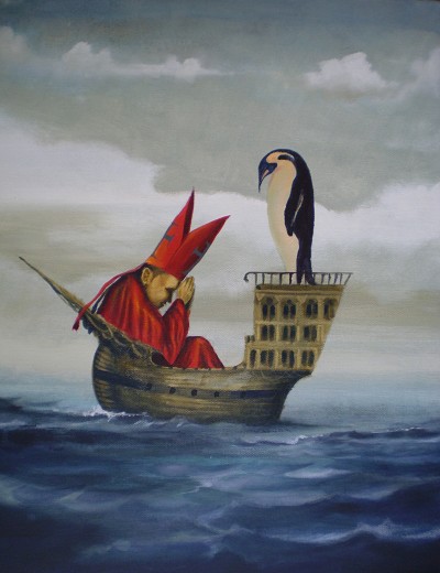 A darkly whimsical, isolated maritime encounter.