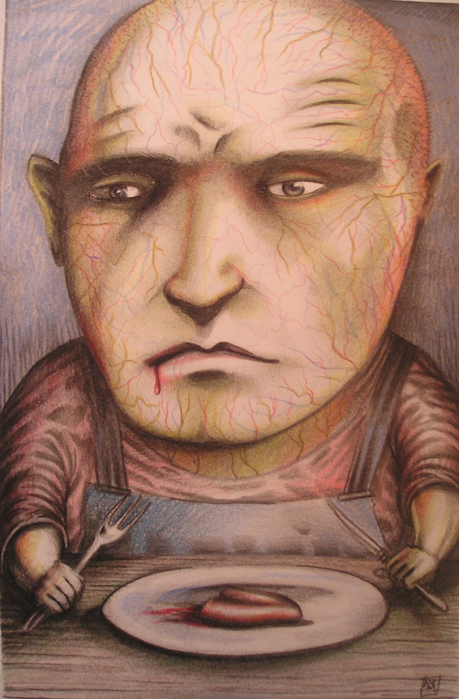 A deeply unsettling and anxious mood conveyed through raw vulnerability.
