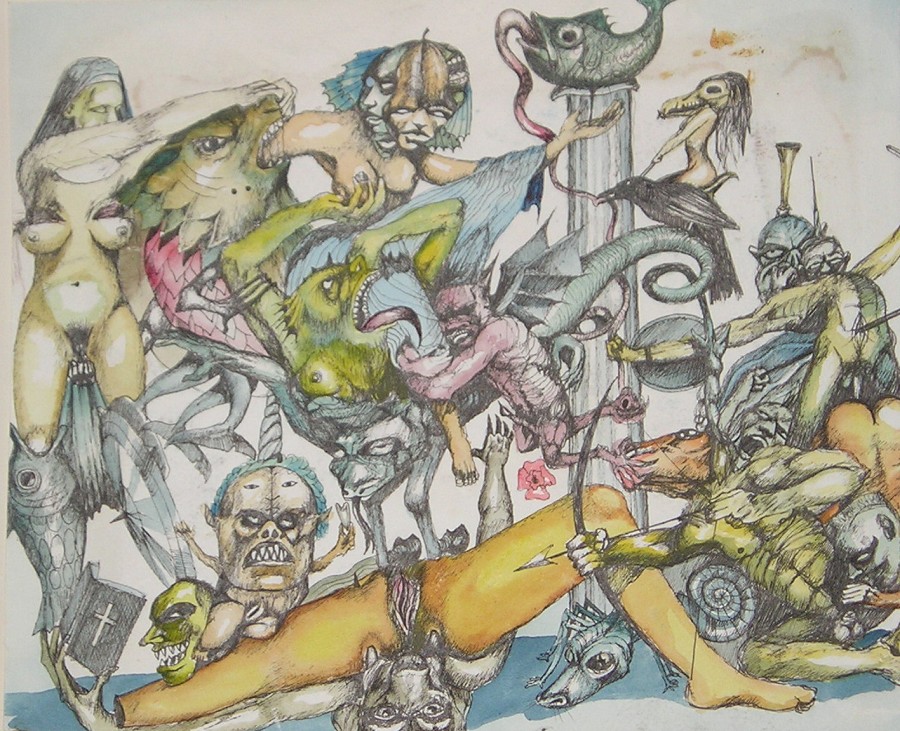 Disturbing and nightmarish collection of grotesque figures.