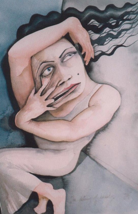 Distress and discomfort expressed through a twisted facial form