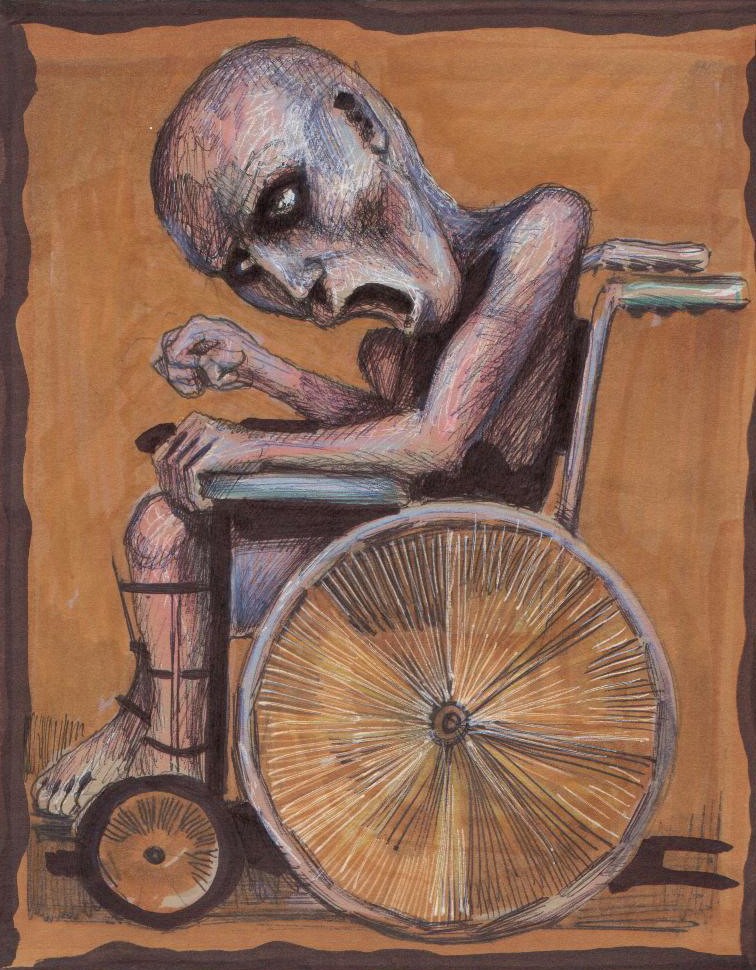 Despair and anguish in a confined, vulnerable state.