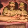 An unsettling surgical scene of vulnerability and clinical dread.