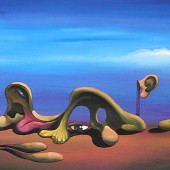 Surreal dreamscape tinged with unease and curiosity.