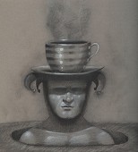 Melancholy contemplation with a touch of the absurd