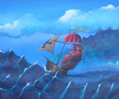 A sense of lonely, perilous journey through turbulent waters.