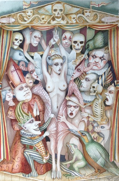 Disturbing and unsettling carnival of uncanny figures