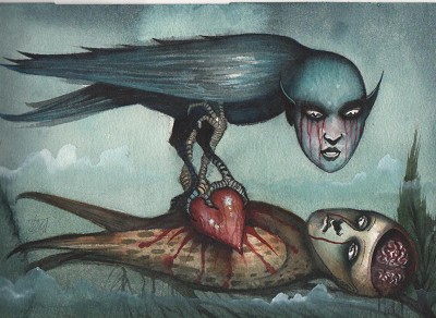 Unsettling, dreamlike anguish with a sense of violation.