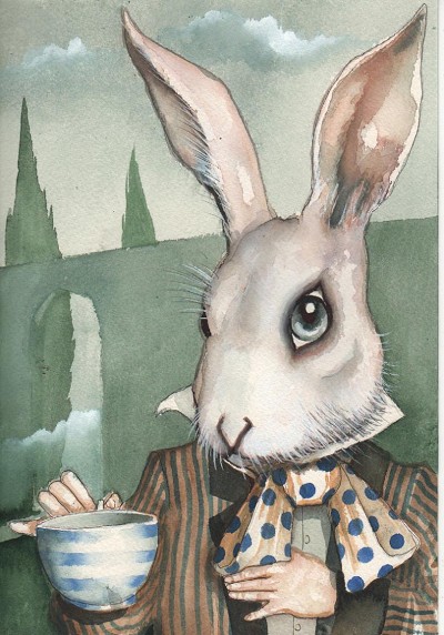 Anxious expectation with a hint of dark whimsy.