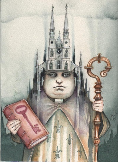 Mysterious and imposing figure with hidden knowledge.